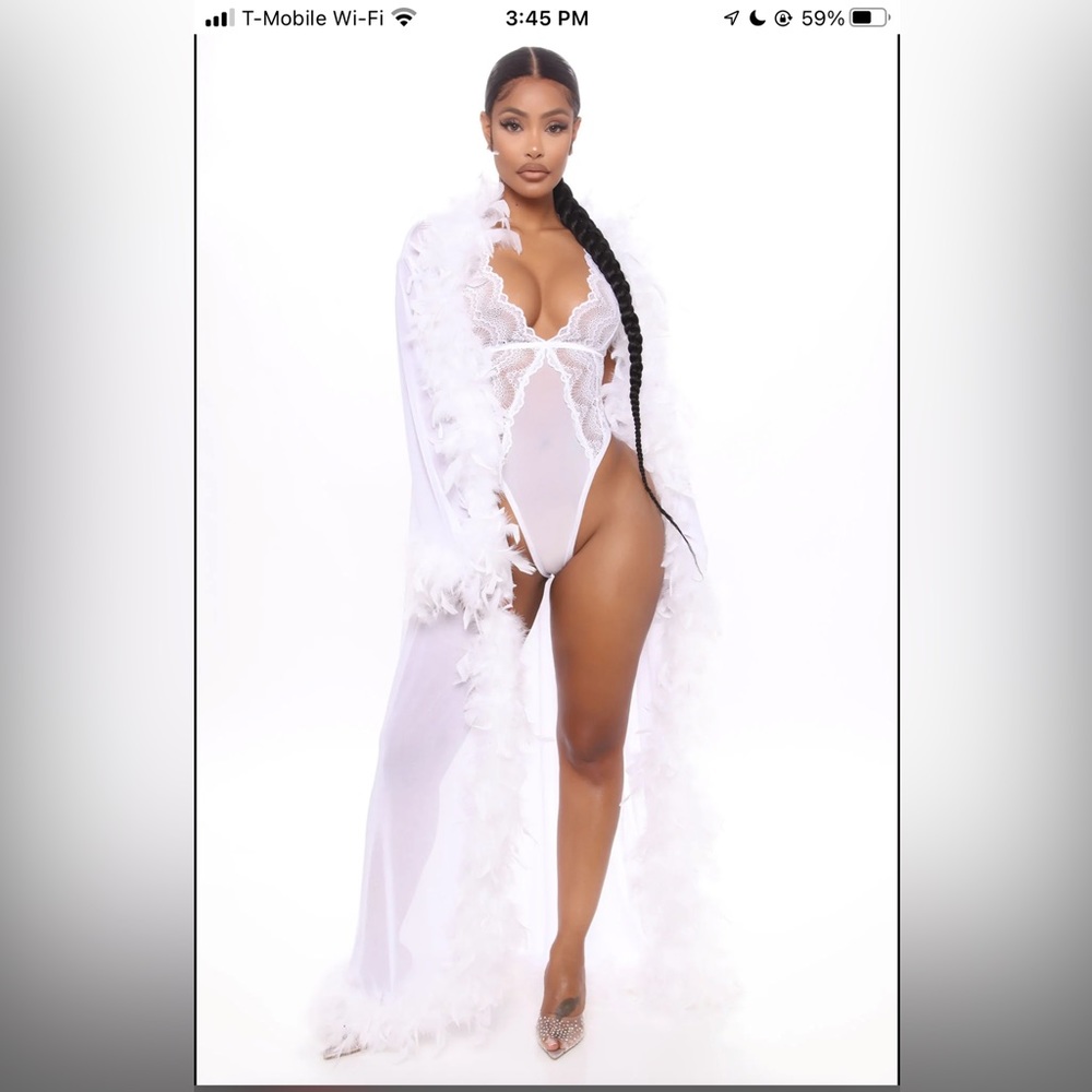 Fashion Nova Furry Fluff Long White Robe NEW